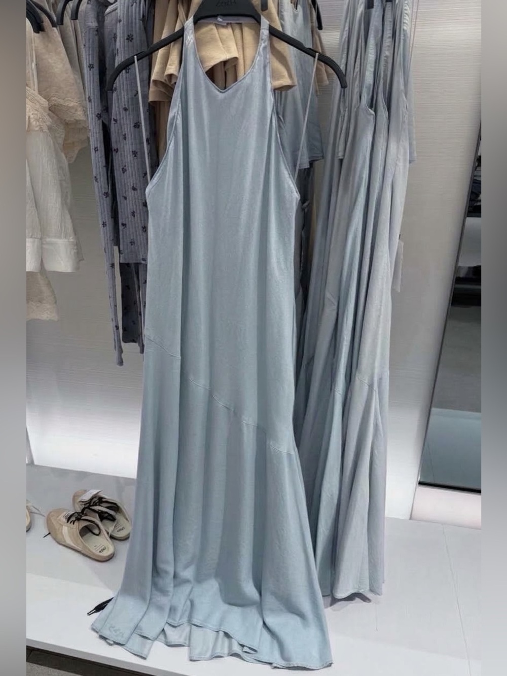 Zara Pale Blue Halter Maxi Dress
